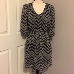 SWEET STORM Juniors Chevron Print 3/4 Sleeve Dress